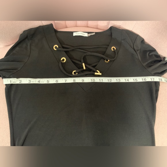 Calvin Klein Women’s Lace Up Neckline Shift Jersey Dress Size 4 Black - Picture 8 of 11